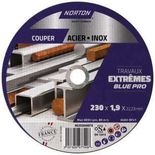 disque à tronçonner métal/inox 230x1.9x22.2 - norton