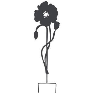 déco en métal à planter coquelicot 22x80cm anthracite - louis moulin
