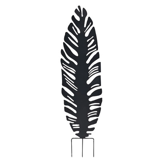 déco en métal à planter feuille 40x130cm anthracite - louis moulin