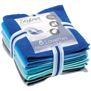 lot 8 lavettes microfibre bouclée 30 x 30 cm - stylnet