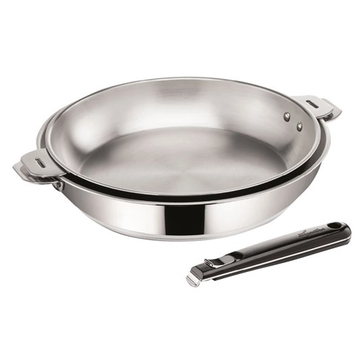 lot 2 poêles 204 et 28 cm inox + poignée - salvaspazio+ - lagostina