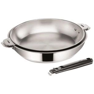 lot 2 poêles 204 et 28 cm inox + poignée - salvaspazio+ - lagostina