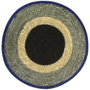 6 set de table rond 38 cm bleu - jonc de mer - nova styl