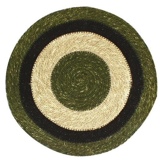 6 set de table rond 38 cm vert - jonc de mer - nova styl