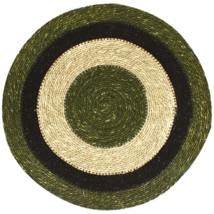 6 set de table rond 38 cm vert - jonc de mer - nova styl