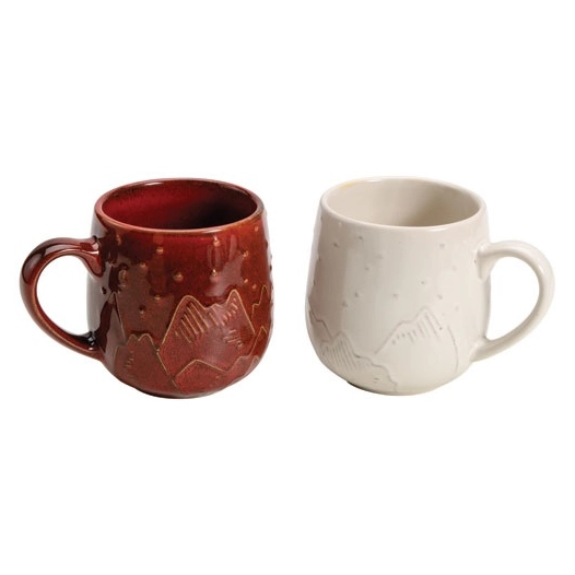 montagne mug 390ml set de 2 creme rouge - table et cook