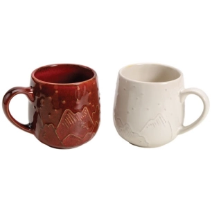 montagne mug 390ml set de 2 creme rouge - table et cook