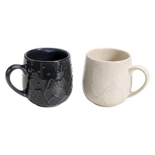 montagne mug 390ml set de 2 creme grey - table et cook