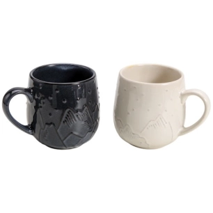 montagne mug 390ml set de 2 creme grey - table et cook