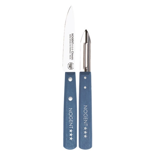 set duo cuisine éplucheur + office bleu paon - classic bois - nogent