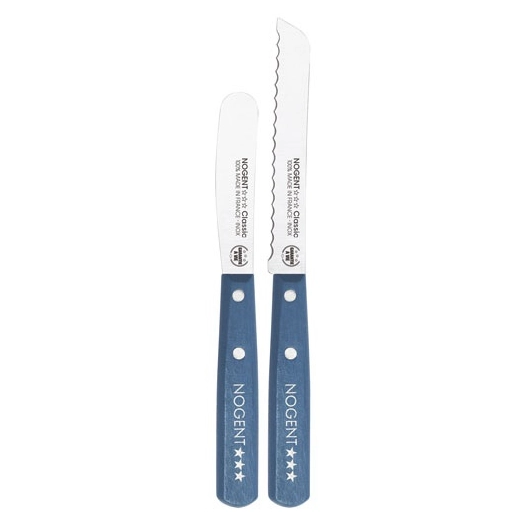set duo petit-déjeuner tartineur + pain cranté bleu paon - classic bois - nogent