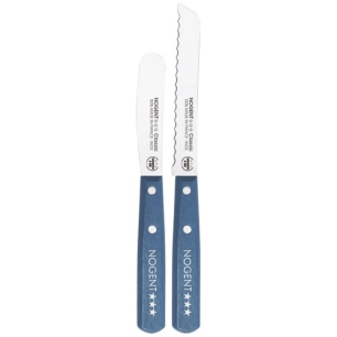 set duo petit-déjeuner tartineur + pain cranté bleu paon - classic bois - nogent