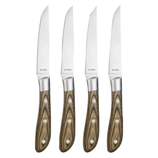 coffret 4 couteaux à steak bois de pakka - achille - amefa