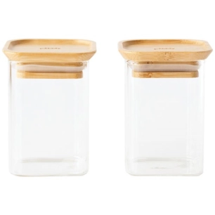 set 2 pots de conservation carrés 0.24 l - bambou - pebbly