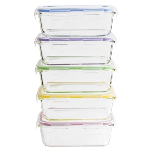 set 5 boîtes de conservation rectangulaires 0.85 l - pebbly