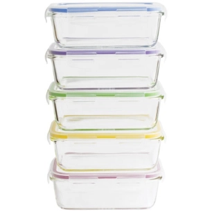 set 5 boîtes de conservation rectangulaires 0.85 l - pebbly