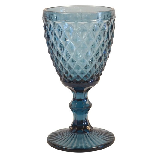 6 verre à pied 20 cl bleu - diamond - medard de noblat