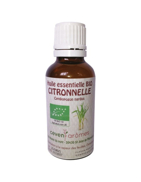 Huile Citronnelle Bio 30ml Répulsif Naturel & Rafraîchissant - CEVEN AROMES