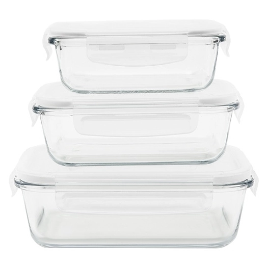 set 3 boîtes de conservation rectangulaires 0.4 l + 0,65 l + 1 l - pebbly