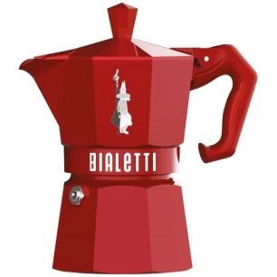 cafetière italienne 3 tasses rouge - moka exclusive - bialetti