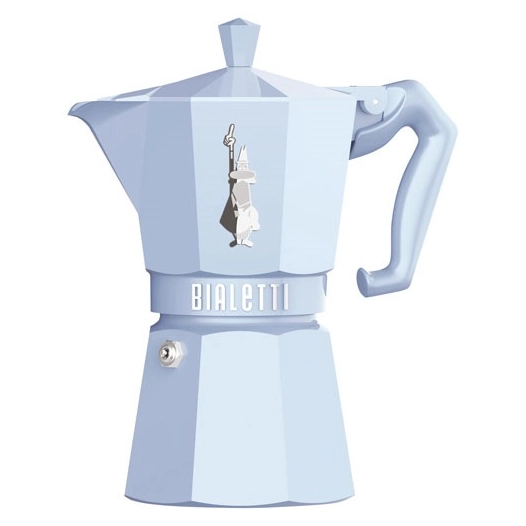 cafetière italienne 6 tasses bleu pastel - moka exclusive - bialetti