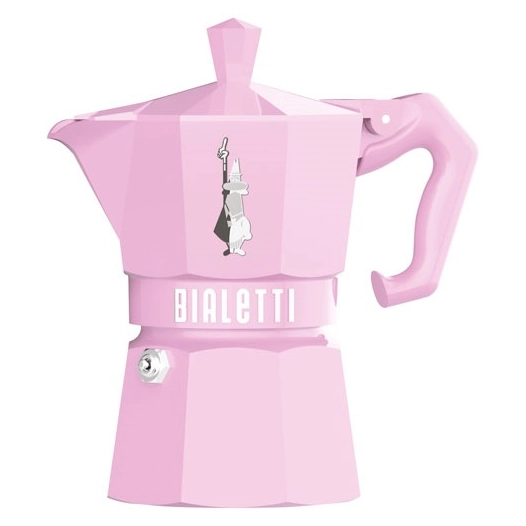 cafetière italienne 3 tasses rose pastel - moka exclusive - bialetti