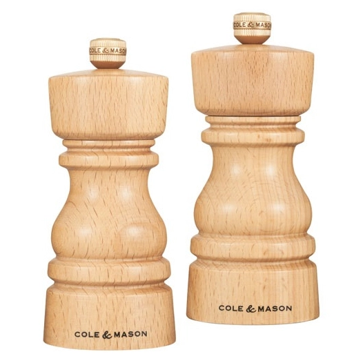 coffret 2 moulins sel et poivre 13 cm hêtre - london - cole et mason