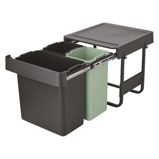 poubelle encastrable 10 + 10 + 20 l - sort & go built-in - brabantia