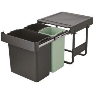 poubelle encastrable 10 + 10 + 20 l - sort & go built-in - brabantia