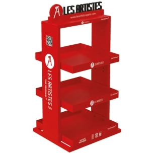 presentoir colonne 3 etageres rouge - les artistes