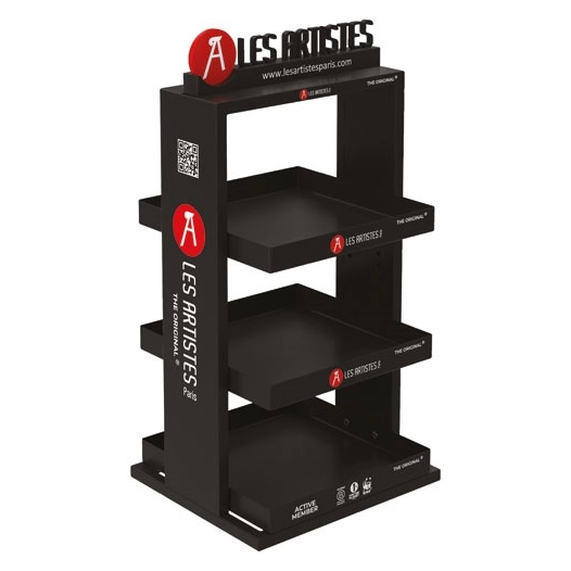 presentoir colonne 3 etageres noir - les artistes