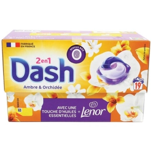 lessive pods dash ambre orchidée tout-en-1 x 19 - dash