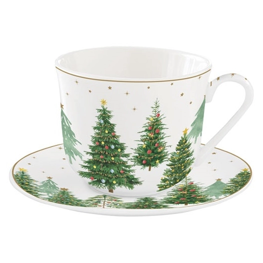 coffret tasse déjeuner 40 cl + sous-tasse - festive trees - easy life