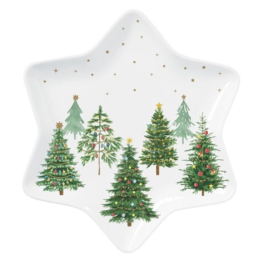 plat de service étoile 22,5 cm - festive trees - easy life