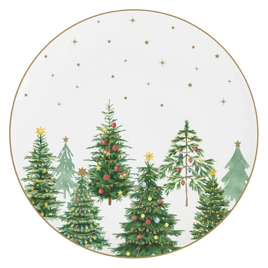 12 assiette à dessert 19 cm - festive trees - easy life