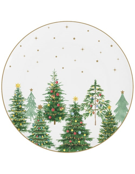 12 assiette à dessert 19 cm - festive trees - easy life
