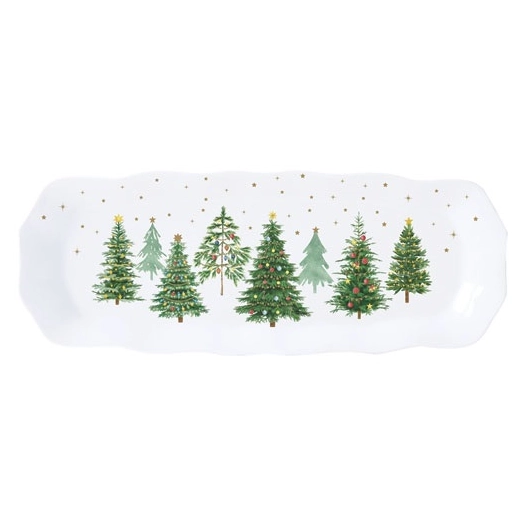 plat à cake 37 x 14 cm - festive trees - easy life