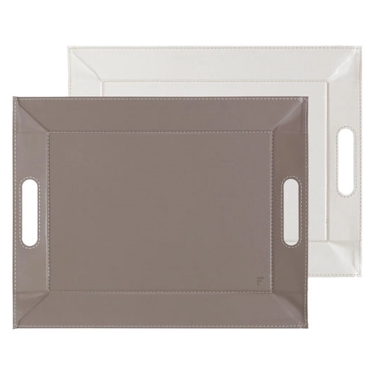 plateau bicolore réversible 45 x 35 cm taupe / blanc - freeform