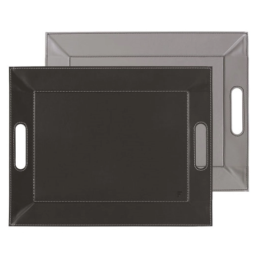 plateau bicolore réversible 45 x 35 cm noir / gris - freeform