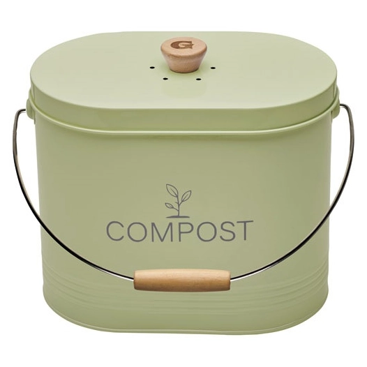 seau a compost 7l ovale vert pastel avec filtre - guillouard