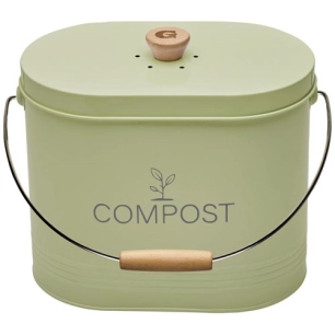 seau a compost 7l ovale vert pastel avec filtre - guillouard