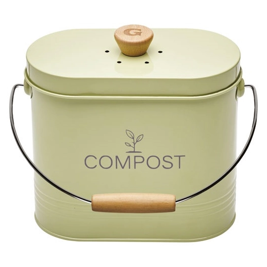seau a compost 3l ovale vert pastel avec filtre - guillouard