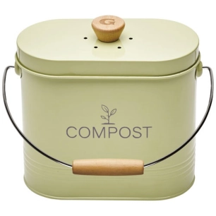 seau a compost 3l ovale vert pastel avec filtre - guillouard