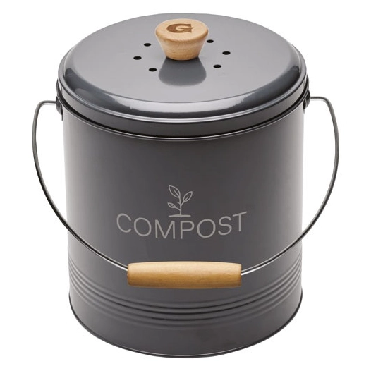 Seau a compost 4,5l rond gris fonce avec filtre et seau plastique 3l - guillouard