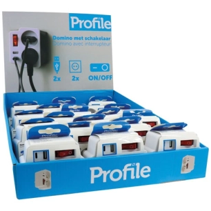 display 18 pièces prise domino 2 x 16 a usb a-c blanc - profile