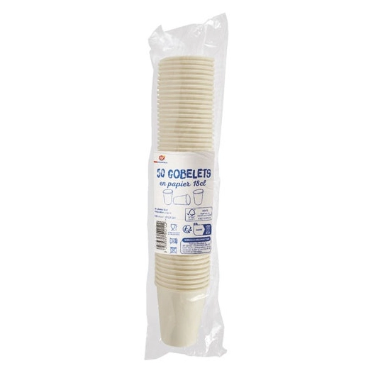 20 gobelet en papier blanc 18 cl x 50 - ecoprix