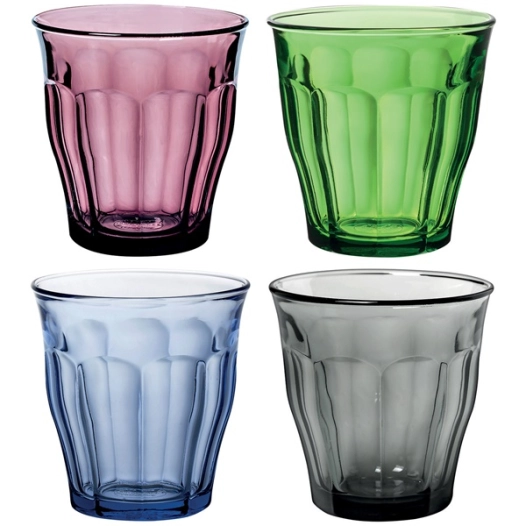 lot 4 gobelets 25 cl prune / gris / marine / vert - picardie - duralex