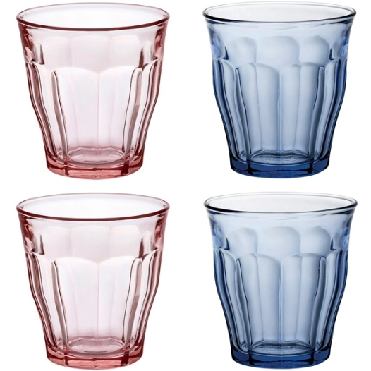 lot 4 gobelets 25 cl rose / bleu - picardie - duralex