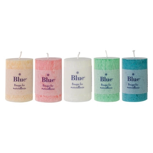 6 bougie petit cylindre couleur boreale assortie - blue
