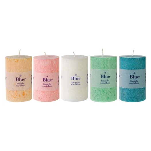 6 bougie grand cylindre couleur boreale assortie - blue